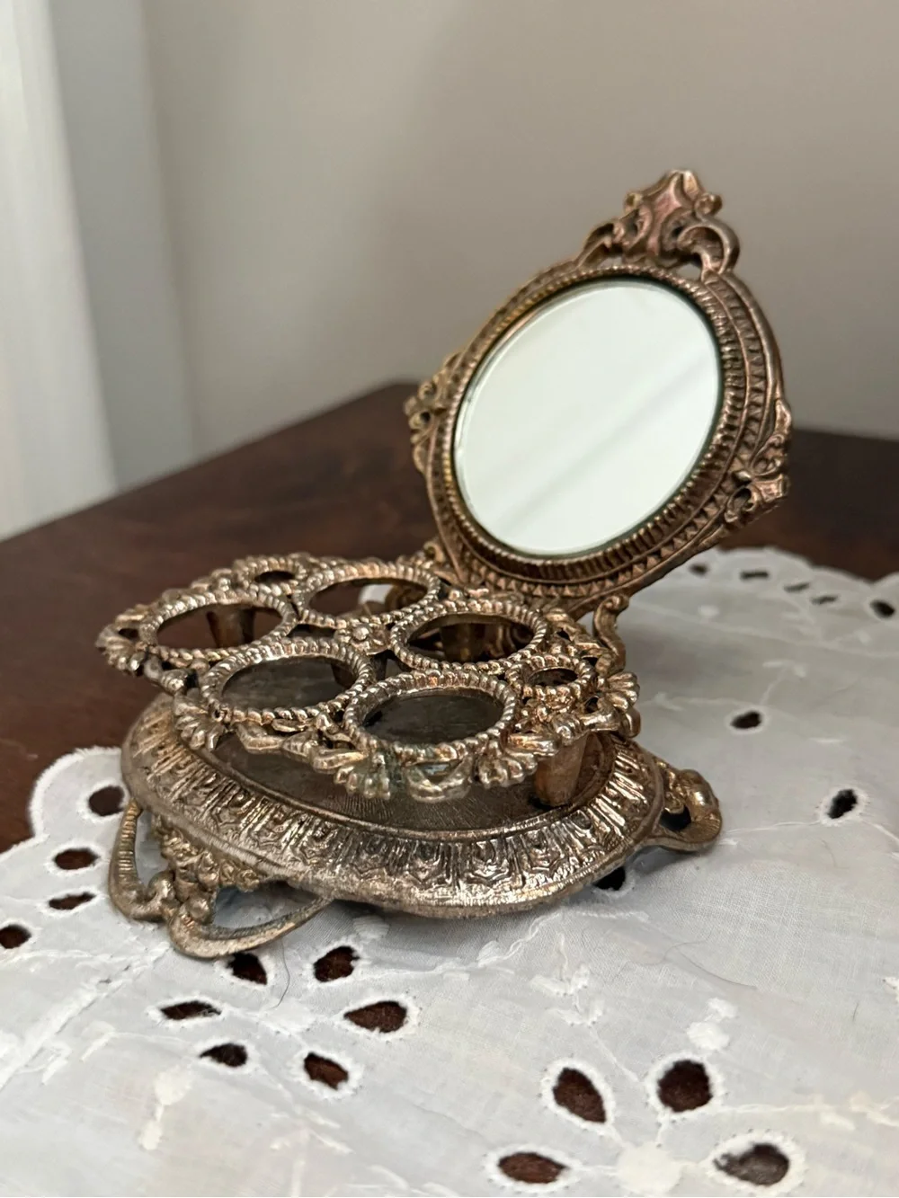 Vintage Celeste Hollywood Regency lipstick holder with mirror.